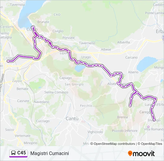 C45 Bus Line Map