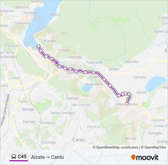 Percorso linea bus C45