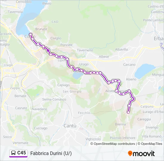C45 Bus Line Map