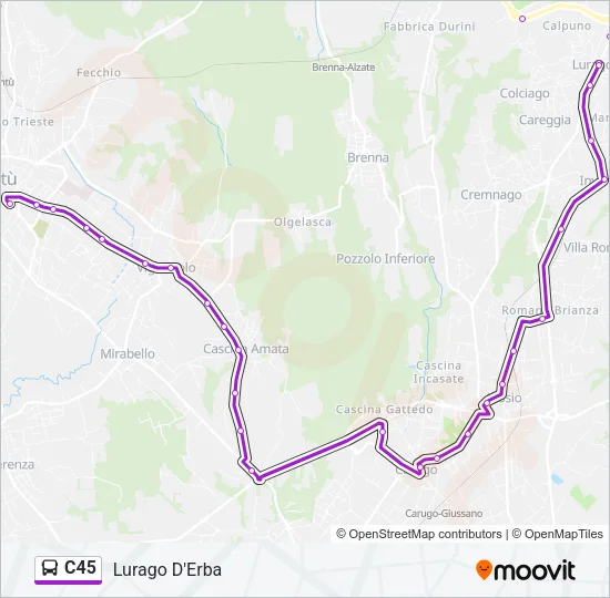 C45 Bus Line Map