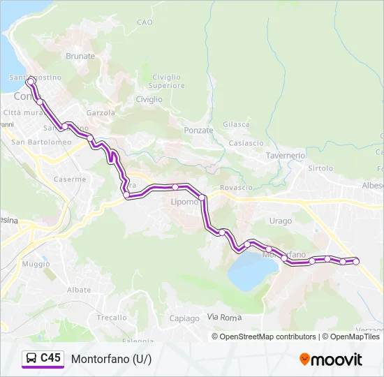 C45 Bus Line Map