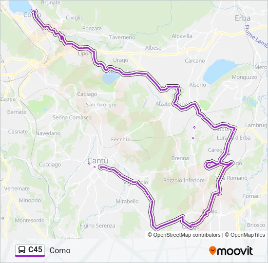 C45 Bus Line Map