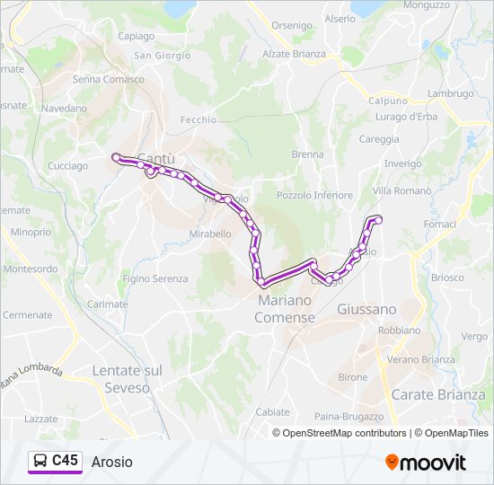 Percorso linea bus C45