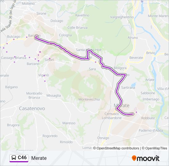 Percorso linea bus C46