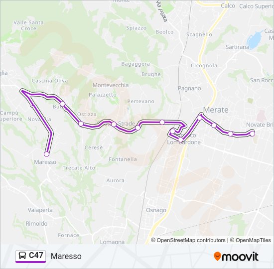 Percorso linea bus C47
