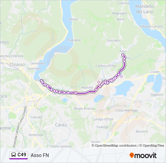 Percorso linea bus C49