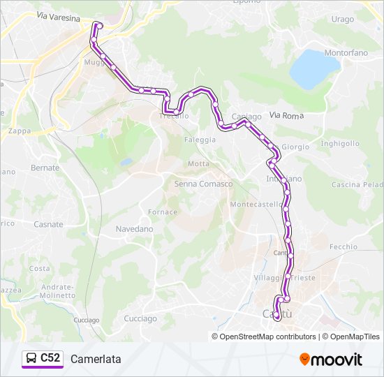 C52 bus Line Map