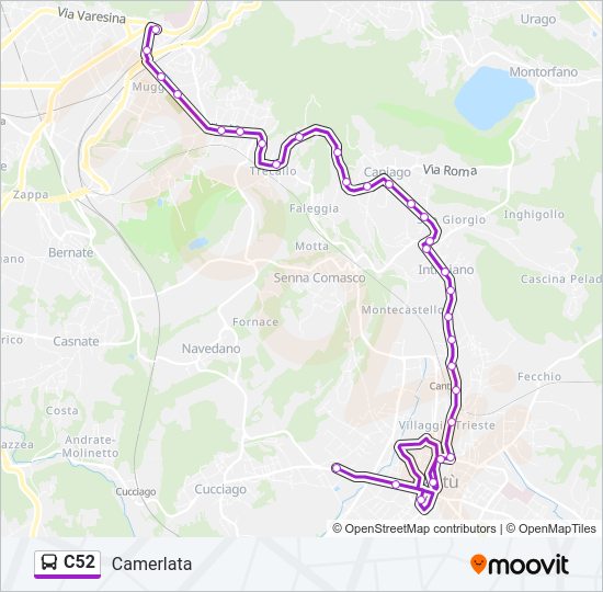 Percorso linea bus C52
