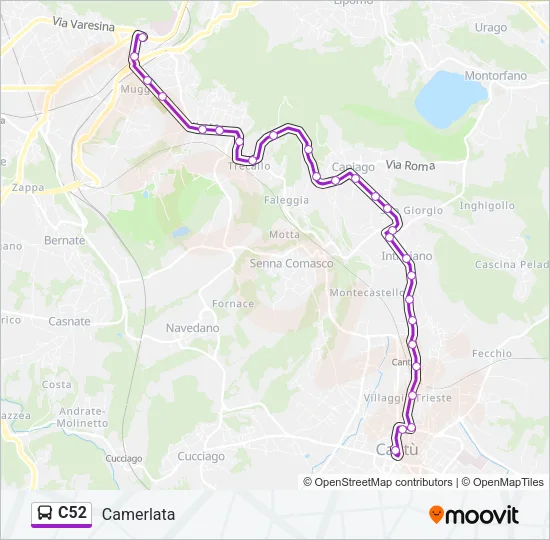 C52 Bus Line Map