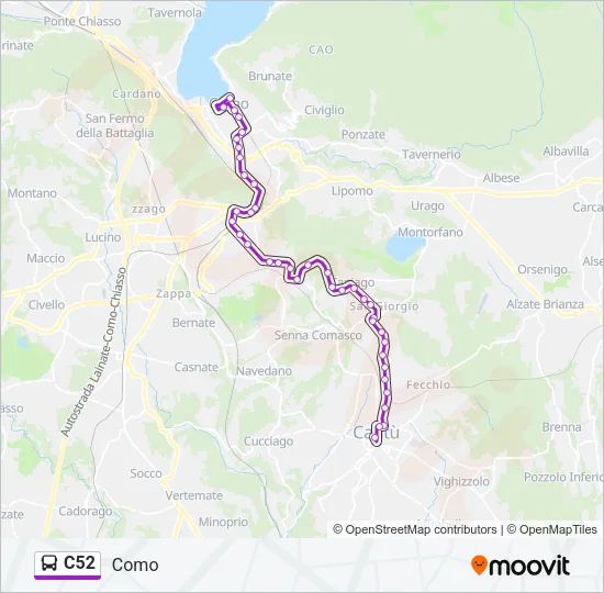 C52 Bus Line Map