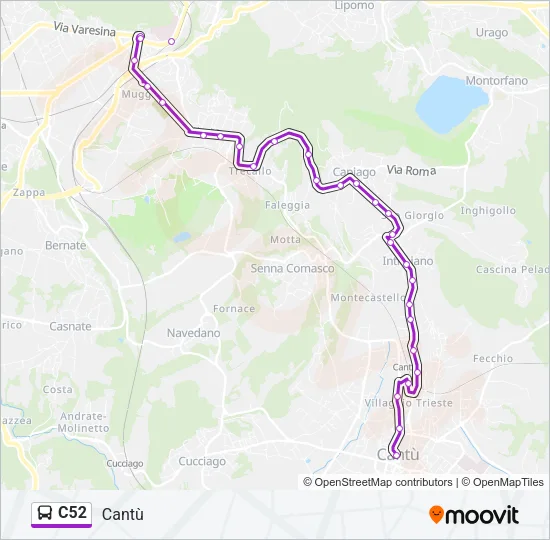 C52 Bus Line Map