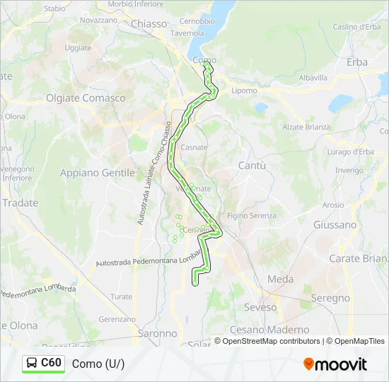 Percorso linea bus C60
