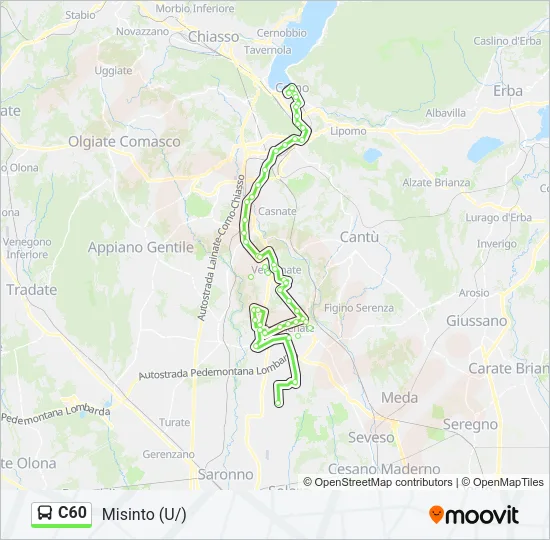 Percorso linea bus C60