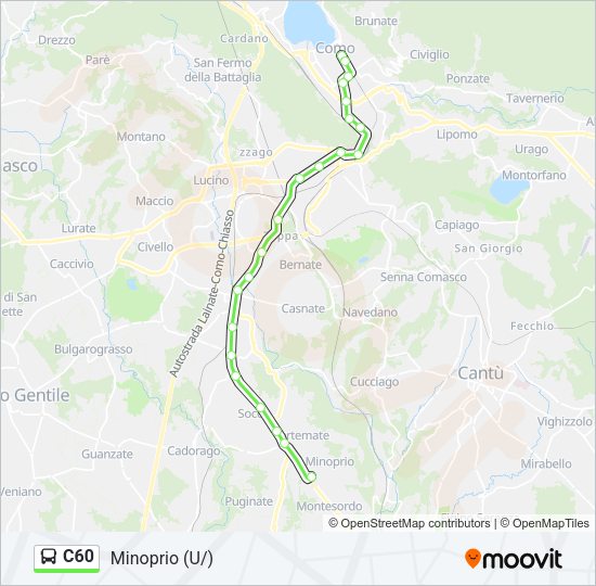 Percorso linea bus C60