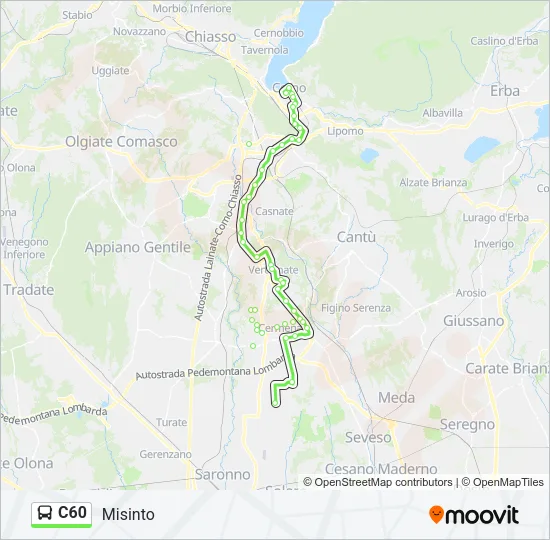 Percorso linea bus C60
