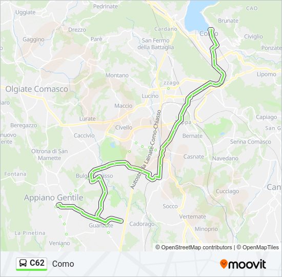 Percorso linea bus C62
