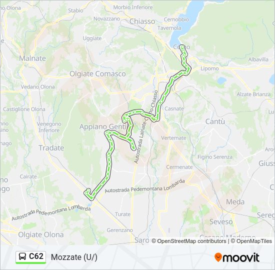 Percorso linea bus C62