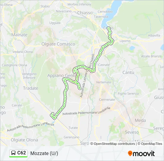 Percorso linea bus C62