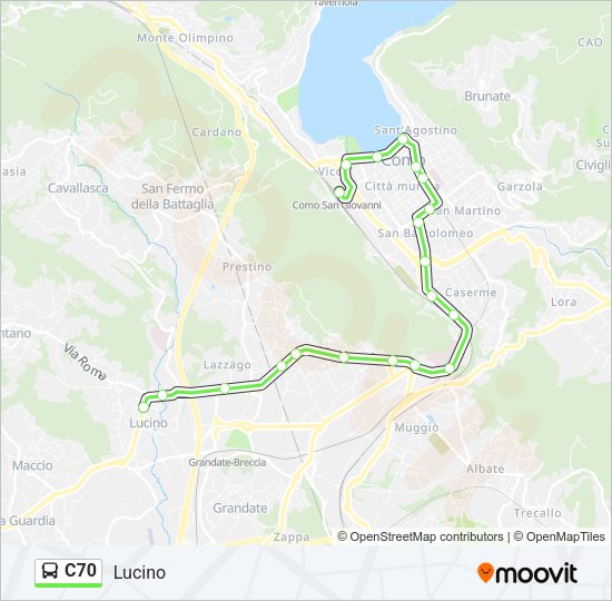 Percorso linea bus C70