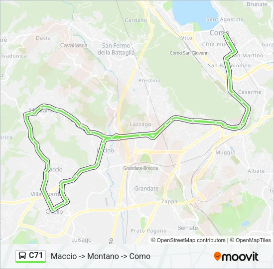 C71 Bus Line Map