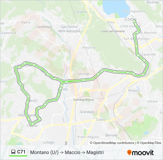 C71 Bus Line Map