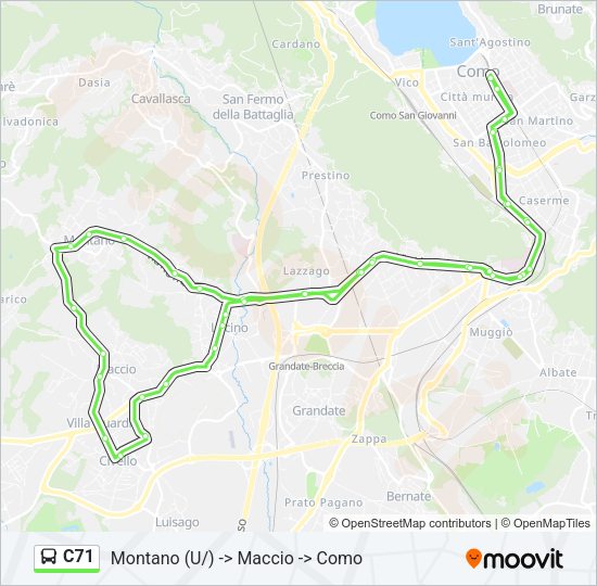Percorso linea bus C71