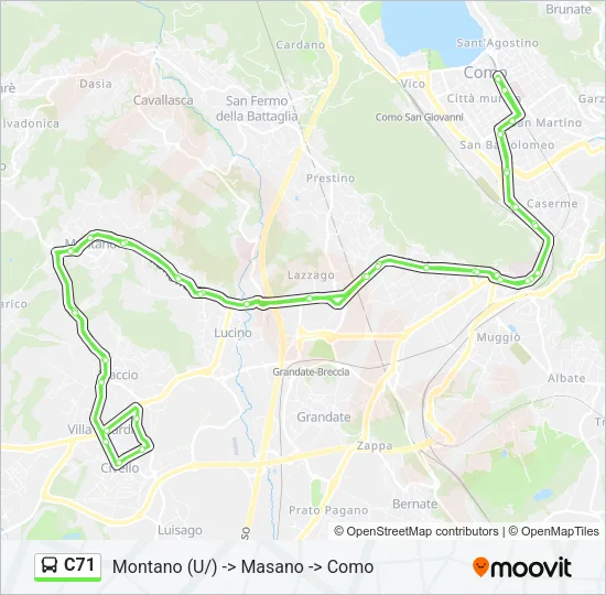 Percorso linea bus C71