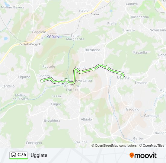 Percorso linea bus C75
