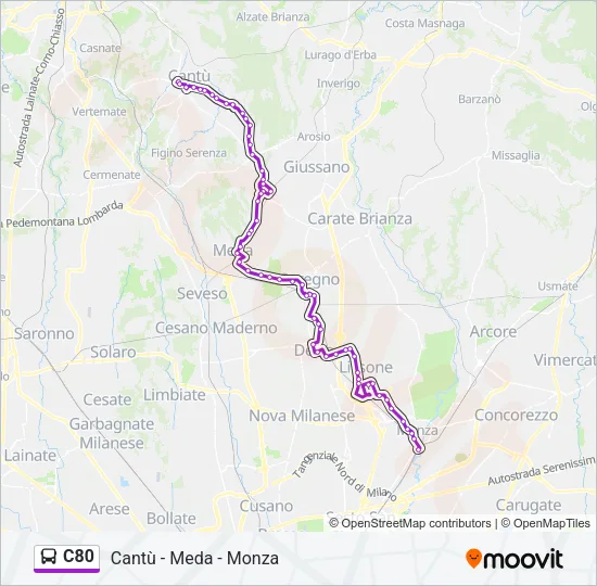 C80 Bus Line Map