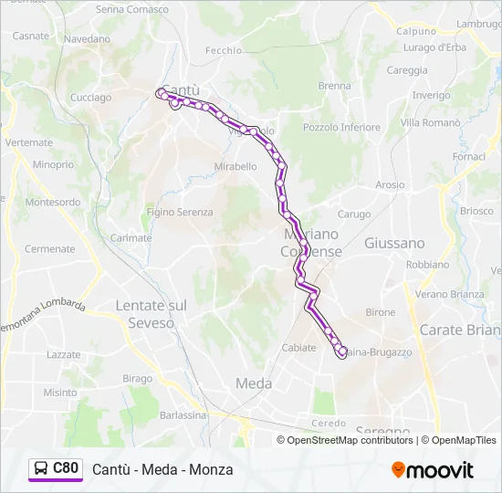 C80 Bus Line Map