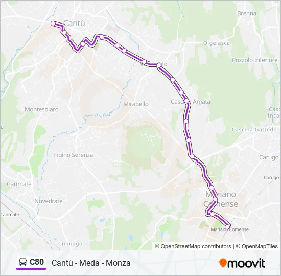 C80 Bus Line Map