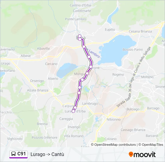 C91 Bus Line Map