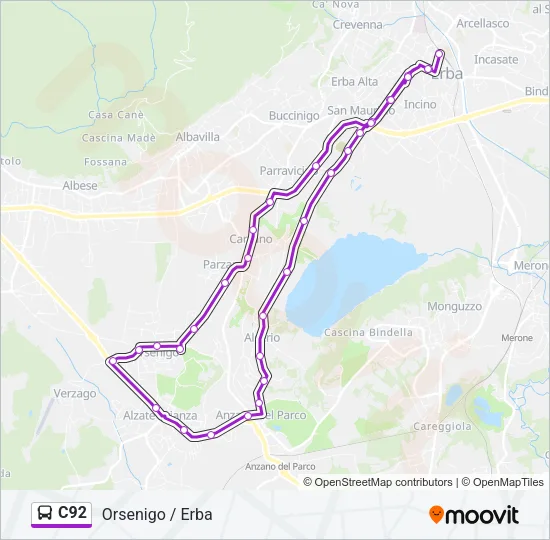 C92 Bus Line Map