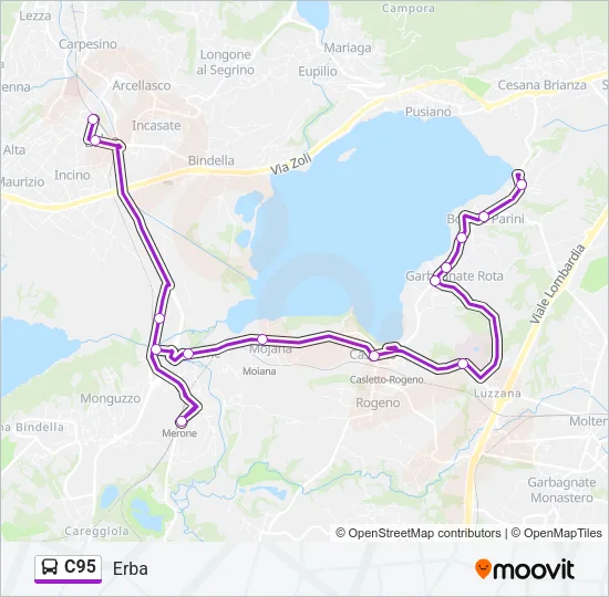 C95 Bus Line Map