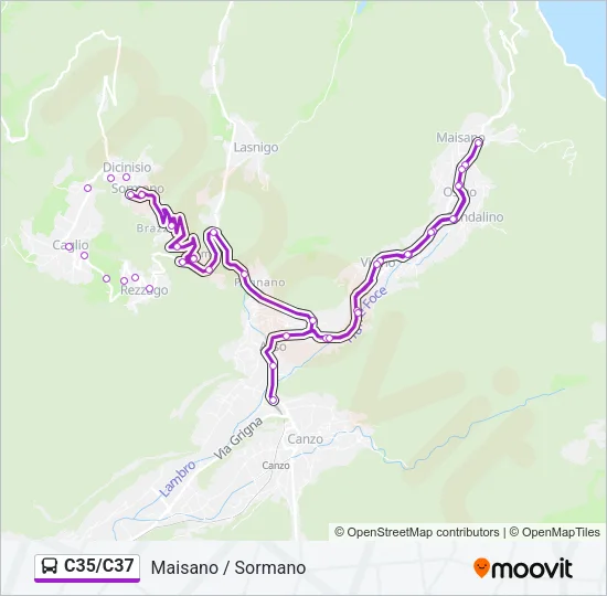 C35/C37 Bus Line Map