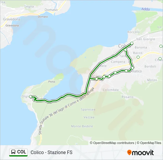 Percorso linea bus COL