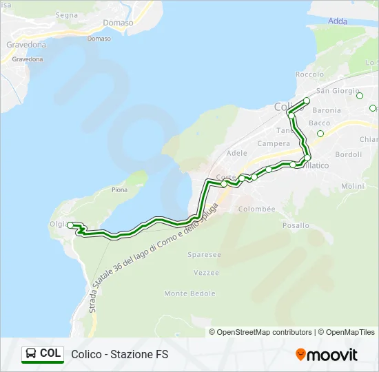 Percorso linea bus COL