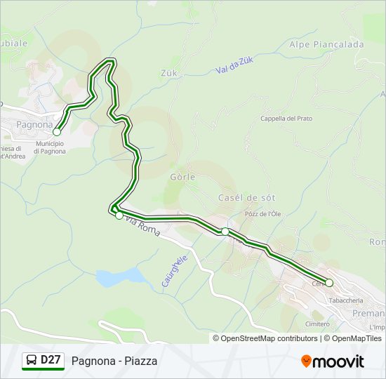 Percorso linea bus D27