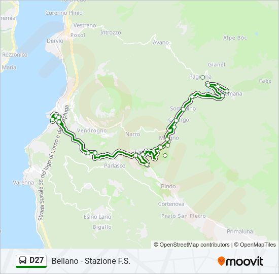 Percorso linea bus D27