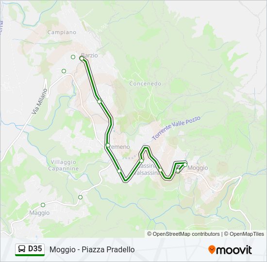 Percorso linea bus D35