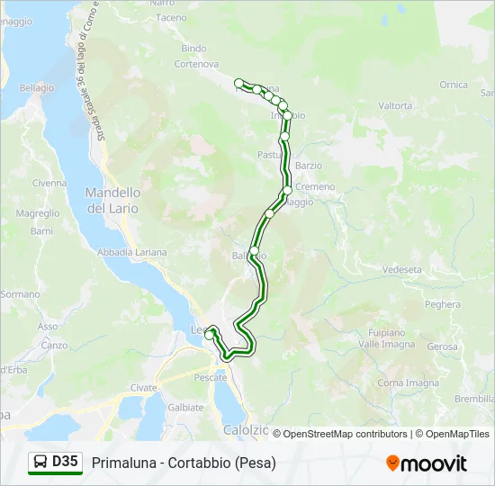 D35 Route: Schedules, Stops & Maps - Primaluna - Cortabbio (Pesa) (Updated)