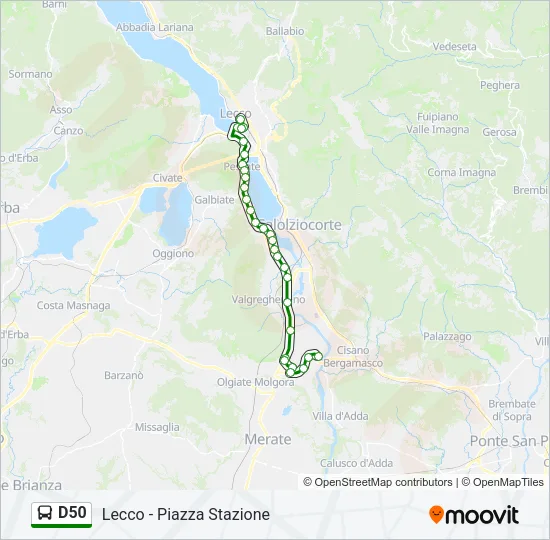 Percorso linea bus D50