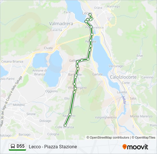 D55 bus Line Map