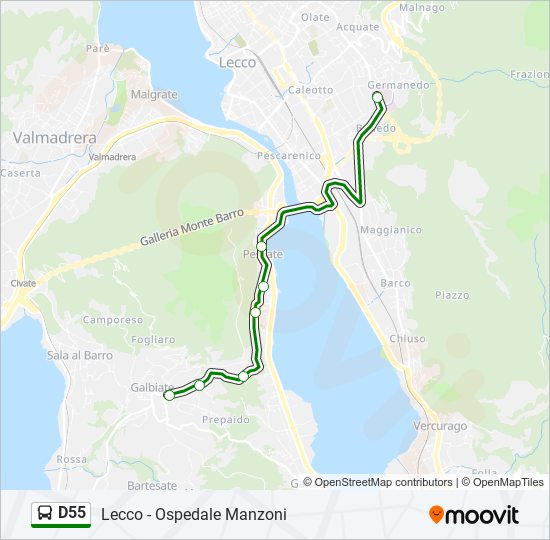 D55 bus Line Map