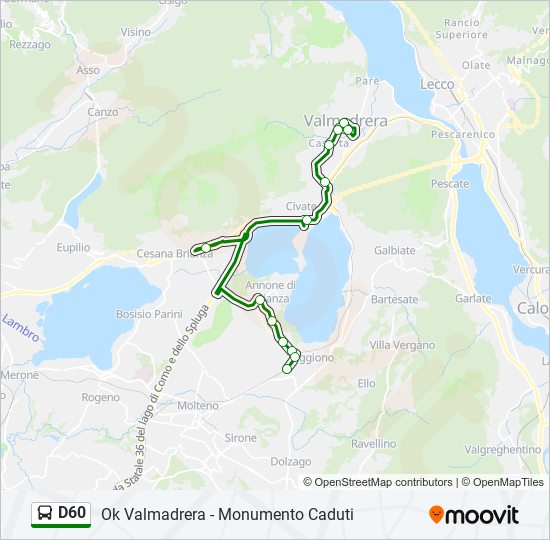 D60 bus Line Map