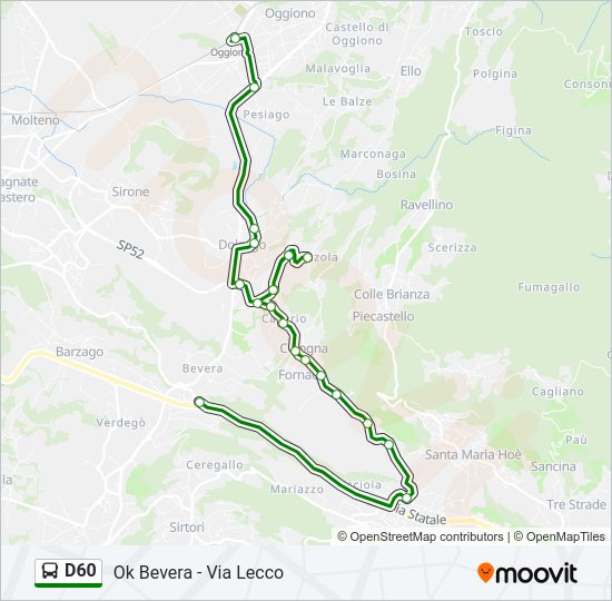 Percorso linea bus D60