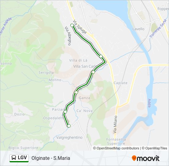 Percorso linea bus LGV
