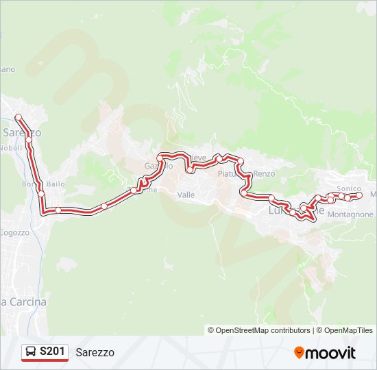 Percorso linea bus S201