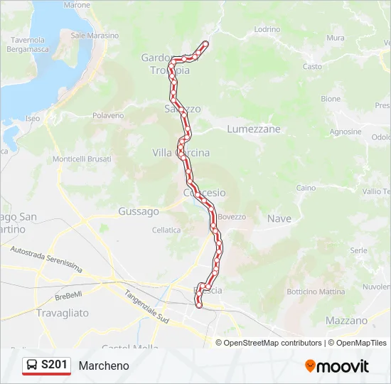 Percorso linea bus S201