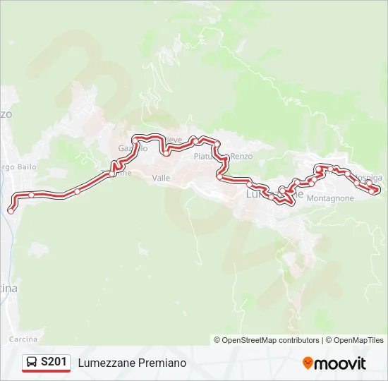 Percorso linea bus S201